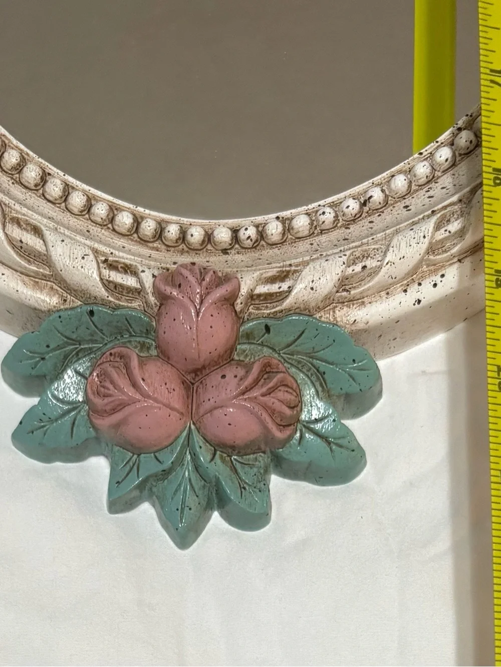 Vintage Burwood Bows & Roses Resin Oval Wall Mirror & Shelf Set
